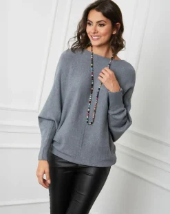 Pull en Cachemire mélangé Lena gris foncé-Fleur de cachemire Discount