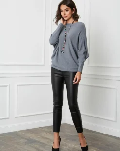 Pull en Cachemire mélangé Lena gris foncé-Fleur de cachemire Discount