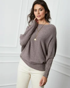 Pull en Cachemire mélangé Lena taupe-Fleur de cachemire New
