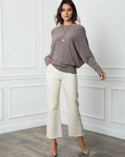 Pull en Cachemire mélangé Lena taupe-Fleur de cachemire New