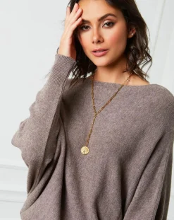 Pull en Cachemire mélangé Lena taupe-Fleur de cachemire New