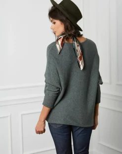 Pull en Cachemire mélangé Lena kaki-Fleur de cachemire