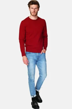 Pull en Cachemire mélangé ras de cou rouge-C&Jo