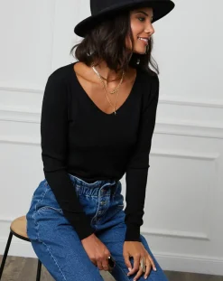 Pull en Cachemire mélangé Romy noir-Soft Cashmere Clearance