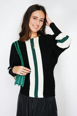 Pull en Cachemire mélangé ras du cou noir-Assuili Clearance