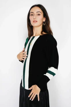 Pull en Cachemire mélangé ras du cou noir-Assuili Clearance