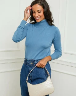 Pull en Cachemire mélangé Soraya bleu-Soft Cashmere
