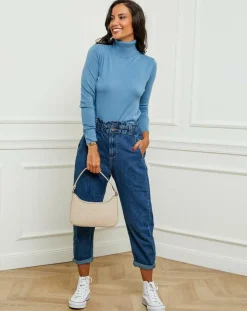 Pull en Cachemire mélangé Soraya bleu-Soft Cashmere