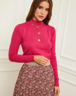 Pull en Cachemire mélangé Senda fuchsia-Soft Cashmere