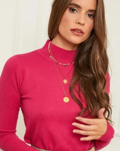 Pull en Cachemire mélangé Senda fuchsia-Soft Cashmere