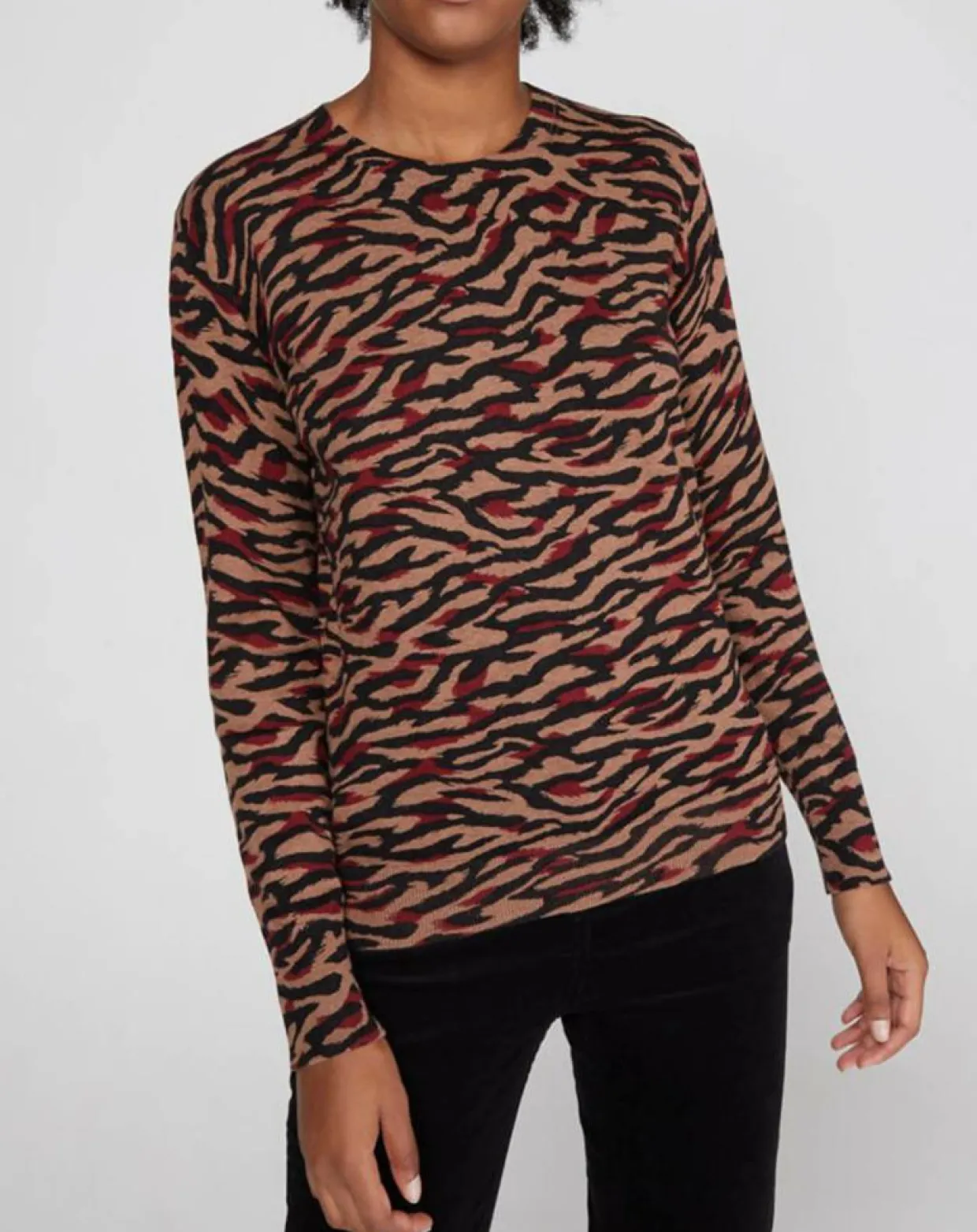 Femme Galeries Lafayette Pulls^Pull en Coton & Cachemire Nico col rond noir/marron