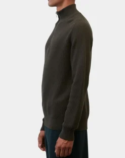 Pull en Coton & Laine côtelé marron foncé-Marc O'Polo New