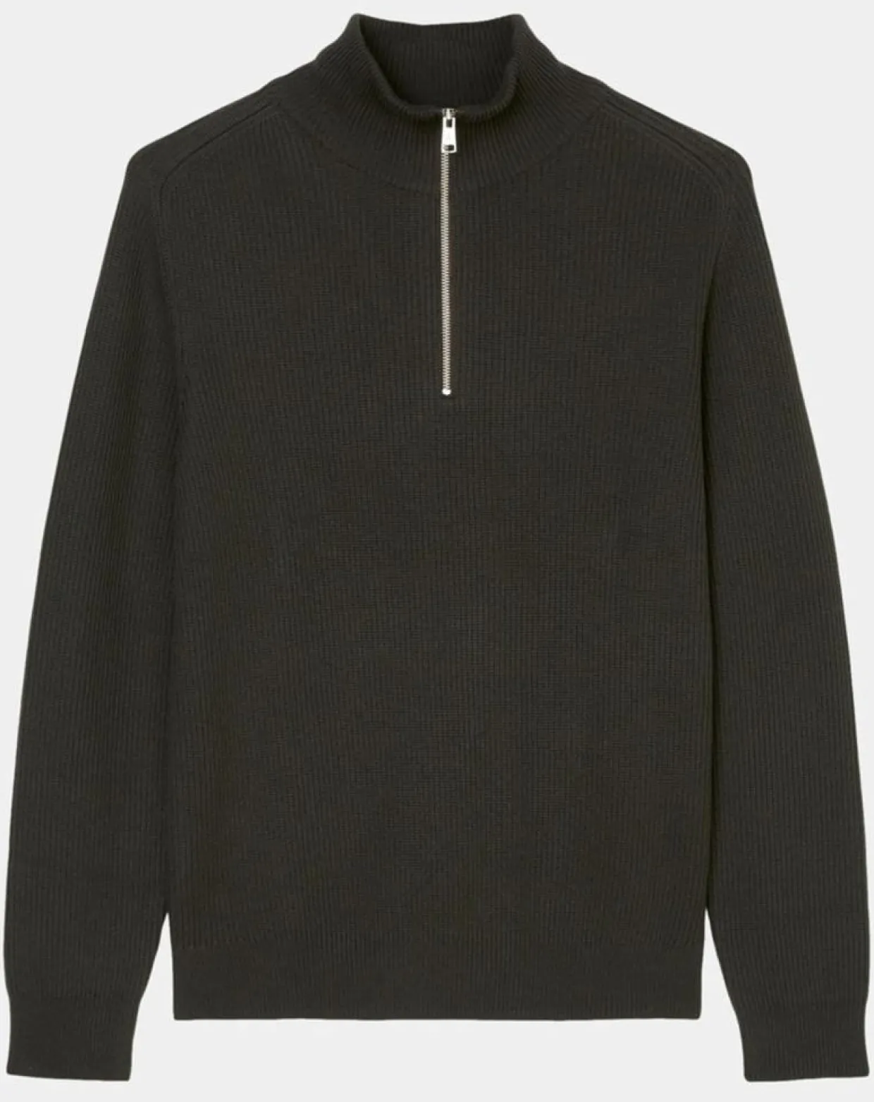 Pull en Coton & Laine côtelé marron foncé-Marc O'Polo New