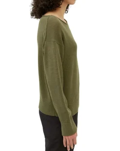 Pull en Coton & Lin Col Bateau kaki-Marc O'Polo
