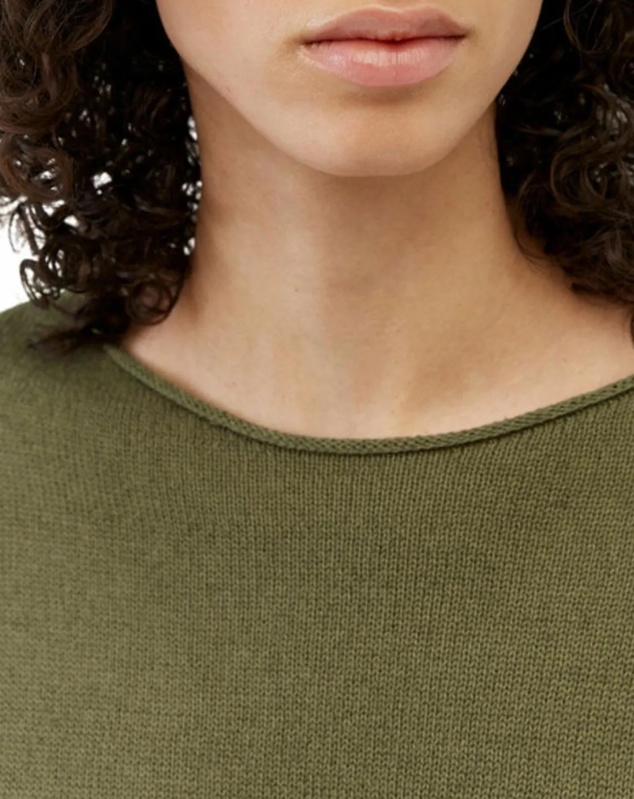 Pull en Coton & Lin Col Bateau kaki-Marc O'Polo