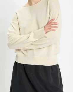 Femme Marc O'Polo Pulls^Pull en Coton & Lin Col Bateau beige clair