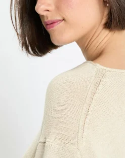Femme Marc O'Polo Pulls^Pull en Coton & Lin Col Bateau beige clair