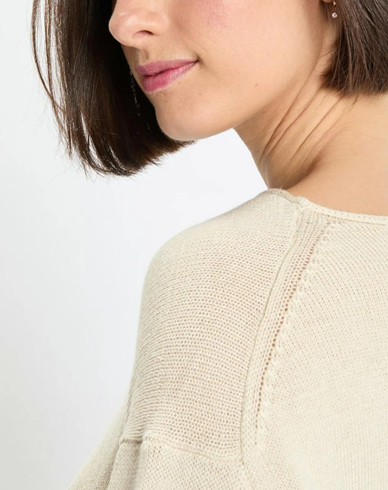 Femme Marc O'Polo Pulls^Pull en Coton & Lin Col Bateau beige clair