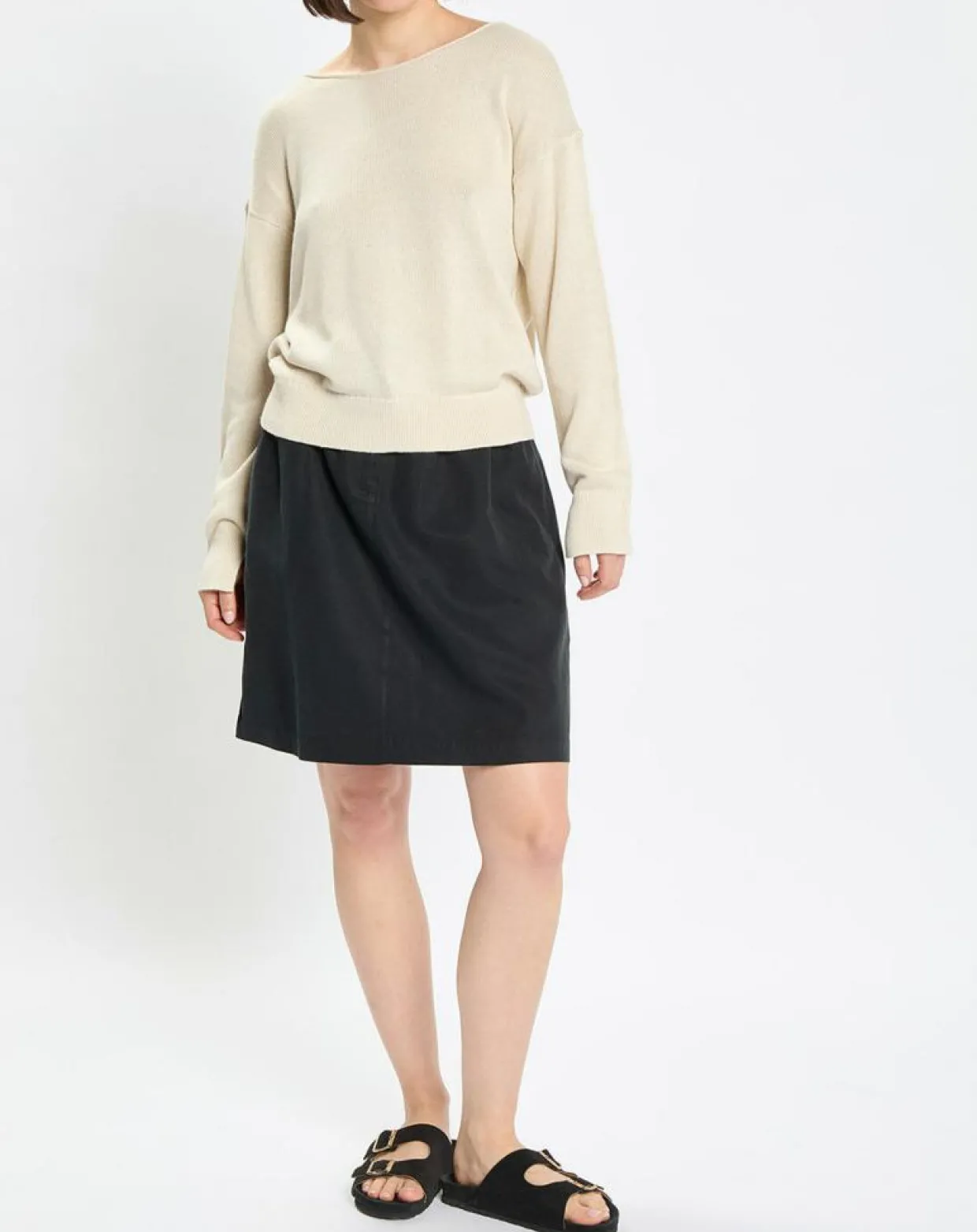 Femme Marc O'Polo Pulls^Pull en Coton & Lin Col Bateau beige clair