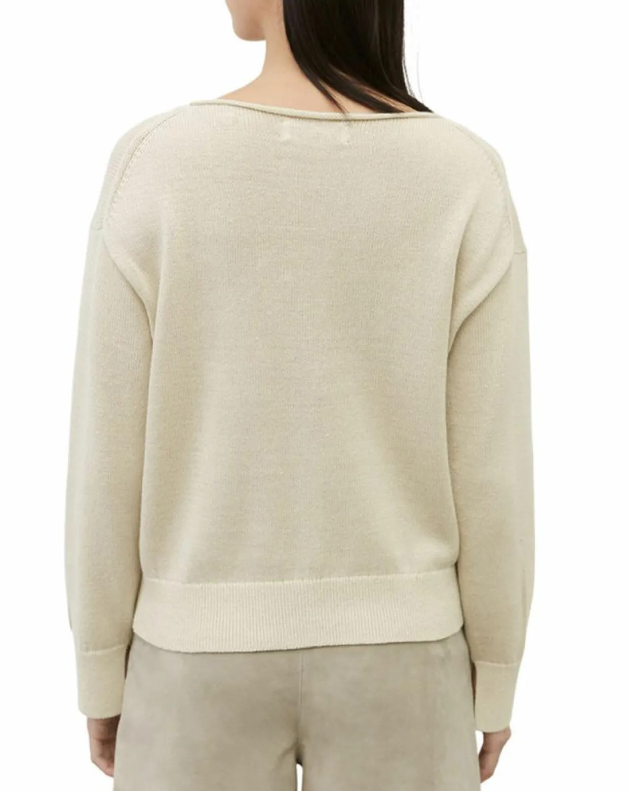 Femme Marc O'Polo Pulls^Pull en Coton & Lin Col Bateau beige clair