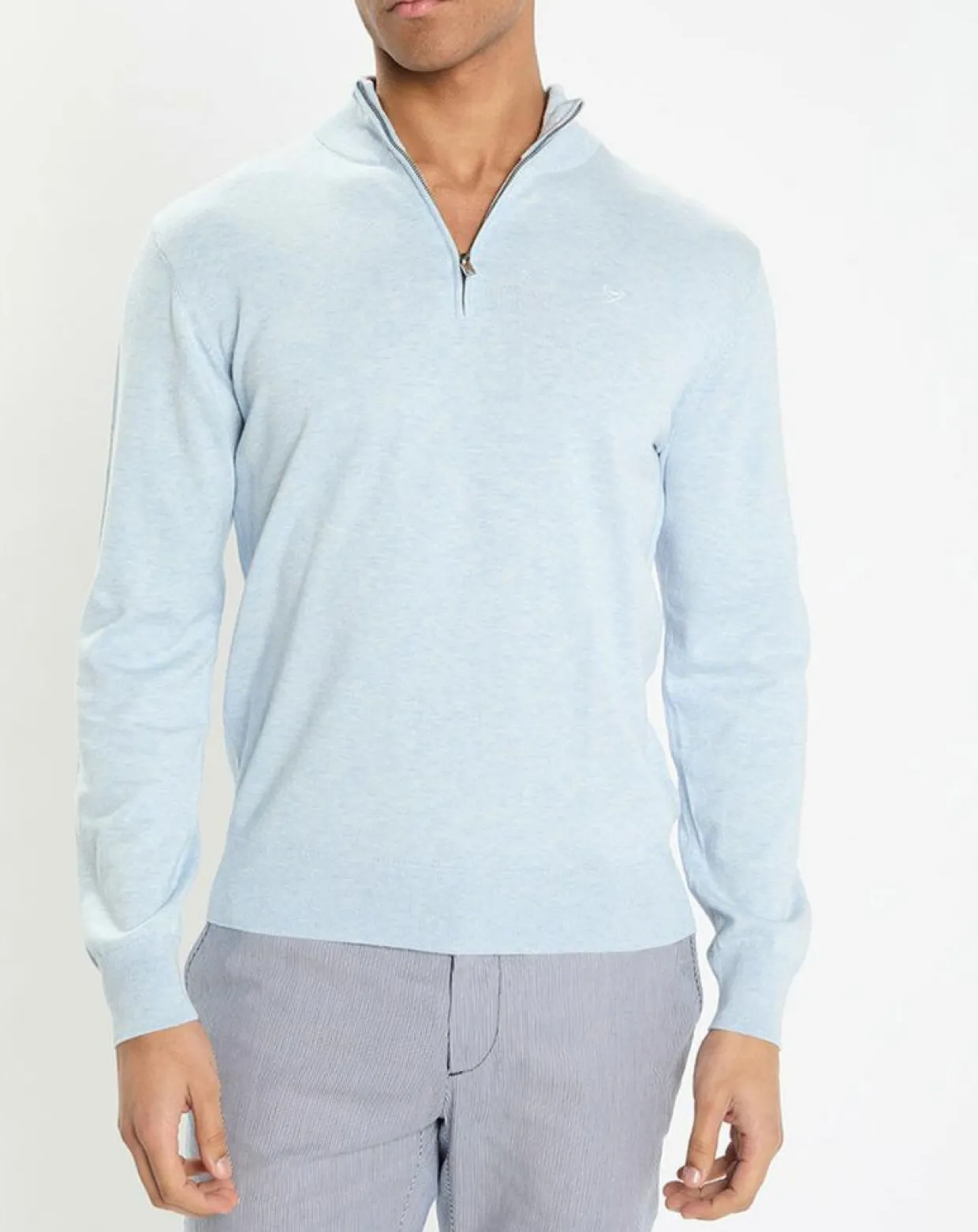 Pull en Coton & Soie col camionneur bleu moyen-Hackett London Sale