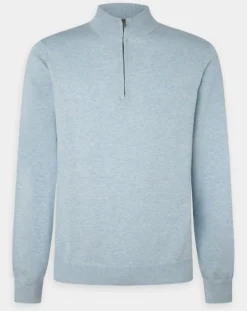 Pull en Coton & Soie col camionneur bleu moyen-Hackett London Sale
