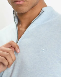 Pull en Coton & Soie col camionneur bleu moyen-Hackett London Sale
