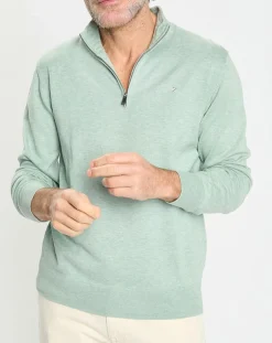 Pull en Coton & Soie col camionneur vert moyen-Hackett London Online