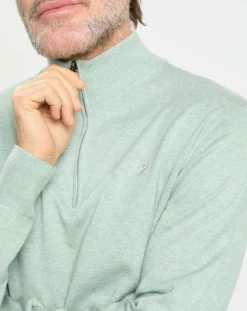 Pull en Coton & Soie col camionneur vert moyen-Hackett London Online