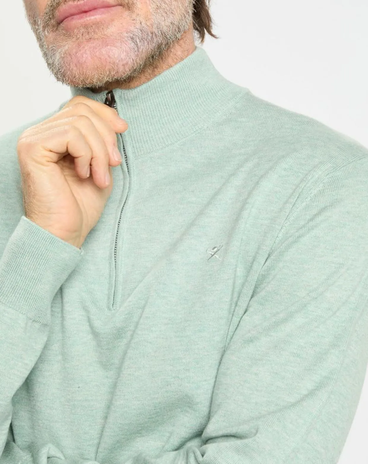 Pull en Coton & Soie col camionneur vert moyen-Hackett London Online