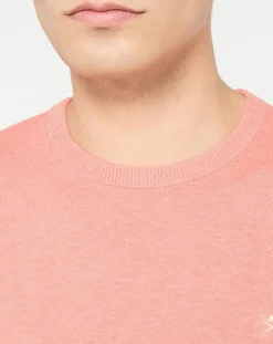 Homme Hackett London Pulls^Pull en Coton & Soie col rond rose moyen