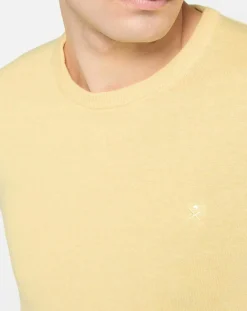Pull en Coton & Soie col rond jaune-Hackett London New