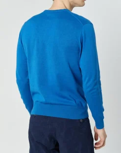 Pull en Coton & Soie col rond bleu vif-Hackett London Outlet