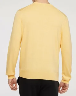 Homme Hackett London Pulls^Pull en Coton & Soie col V jaune