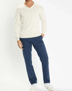 Homme Hackett London Pulls^Pull en Coton & Soie col V écru chiné