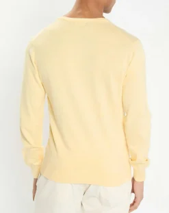 Pull en Coton & Soie col V jaune chiné-Hackett London Online