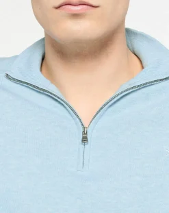 Pull en Coton & Soie zippé bleu ciel-Hackett London Online