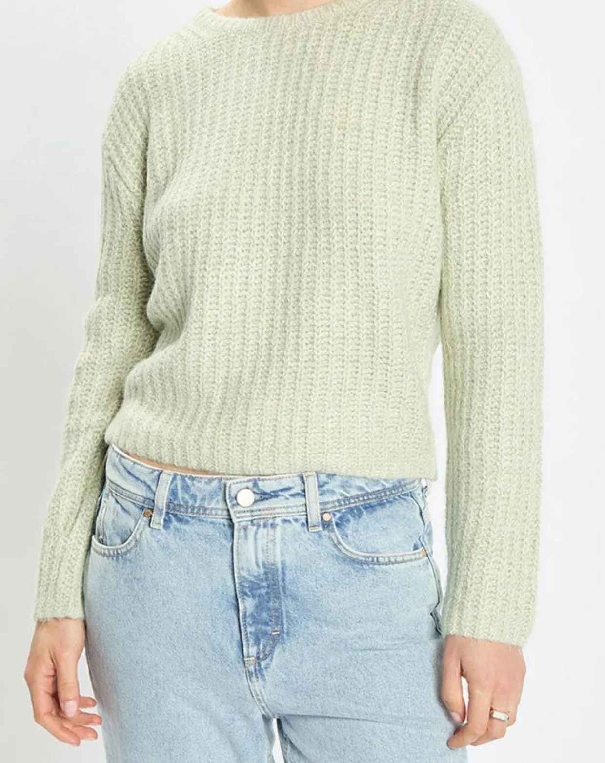 Femme Marc O'Polo Pulls^Pull en Coton, Laine & Alpaga mélangés Mouline vert clair