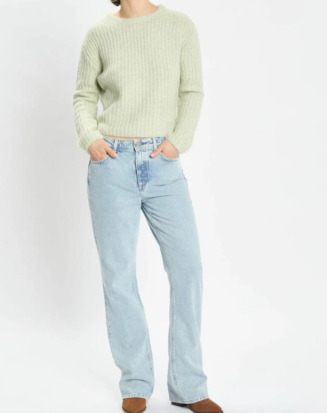 Femme Marc O'Polo Pulls^Pull en Coton, Laine & Alpaga mélangés Mouline vert clair