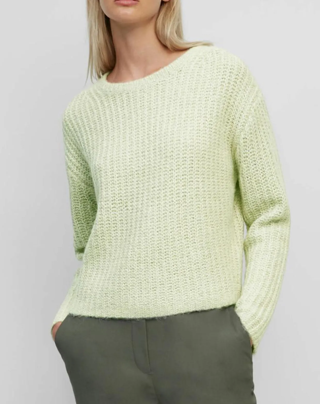 Femme Marc O'Polo Pulls^Pull en Coton, Laine & Alpaga mélangés Mouline vert clair