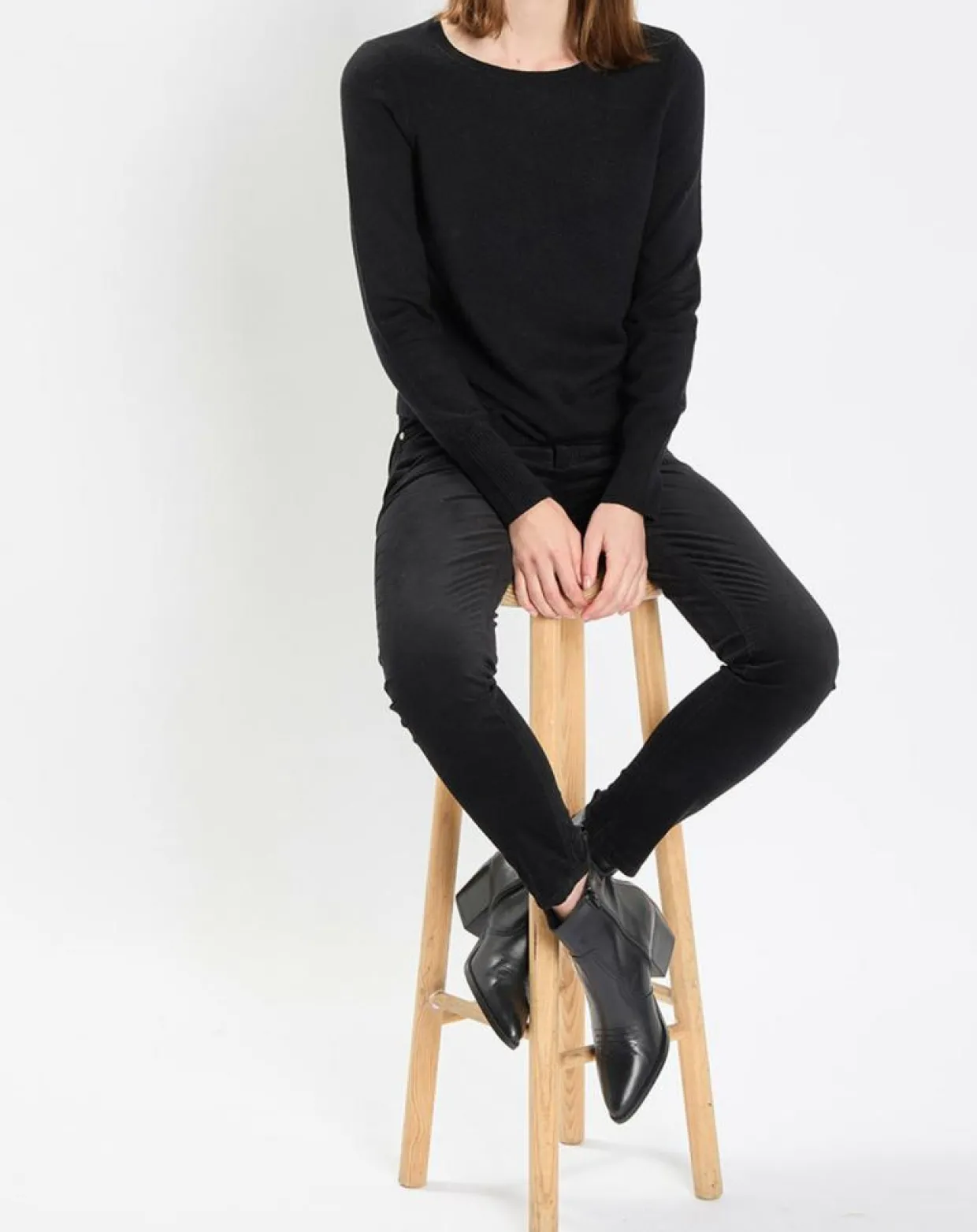 Pull en Coton, Laine & Alpaga mélangés Basique noir-Marc O'Polo Sale