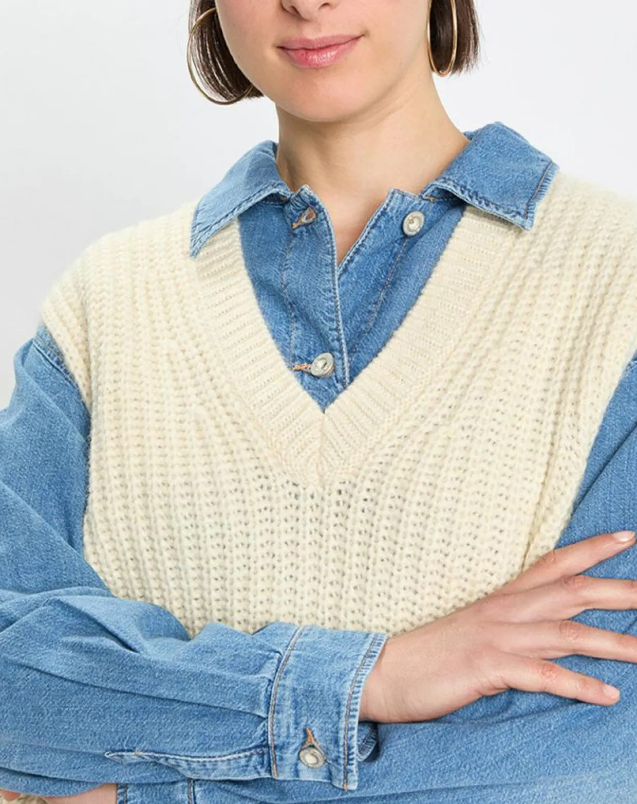 Femme Marc O'Polo Pulls^Pull en Coton, Laine & Alpaga mélangés sans manches écru