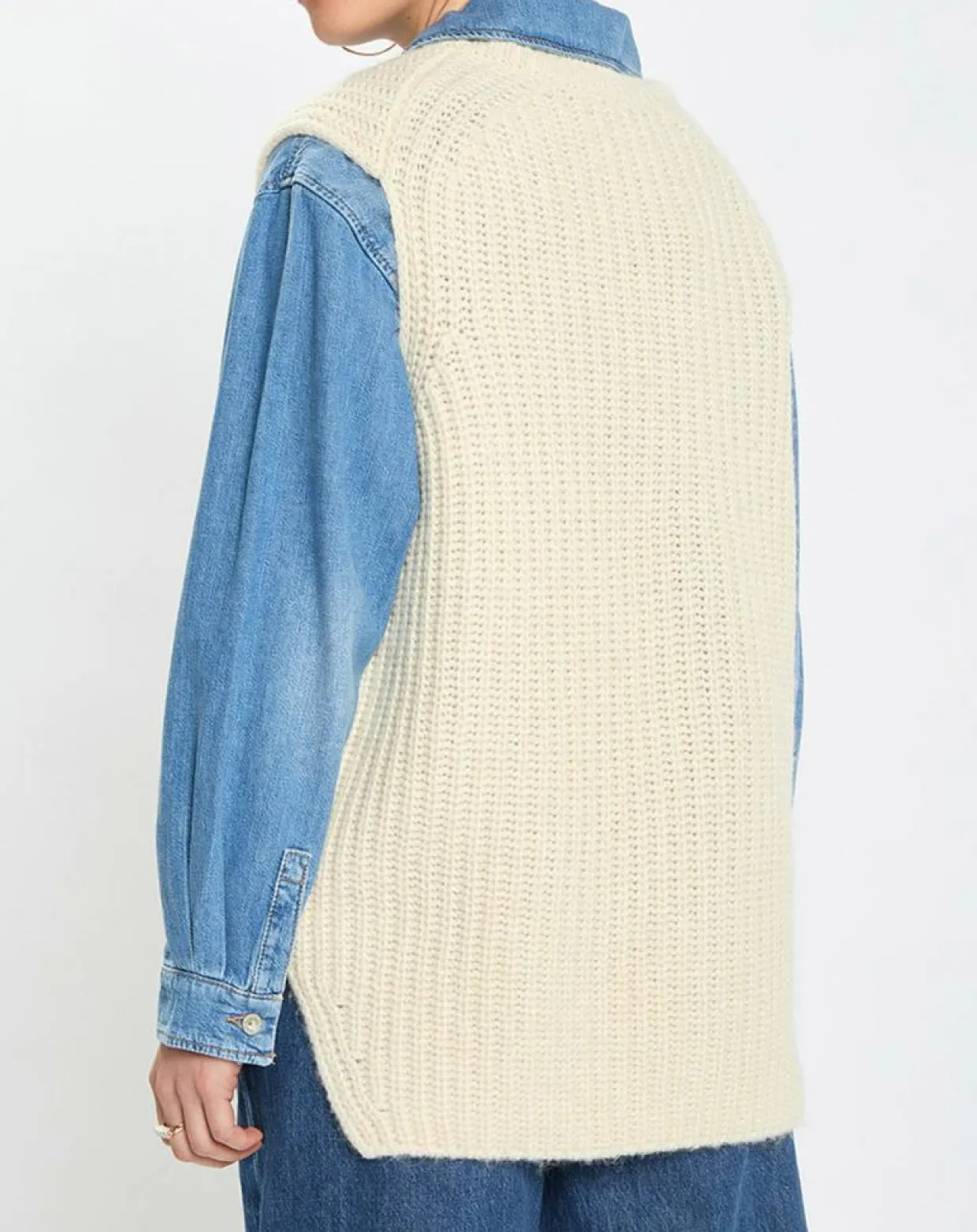 Femme Marc O'Polo Pulls^Pull en Coton, Laine & Alpaga mélangés sans manches écru