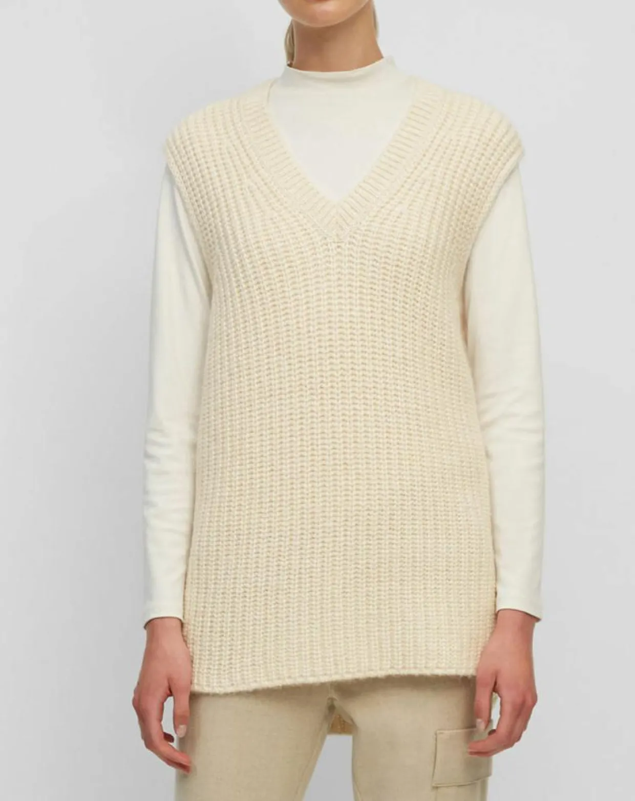 Femme Marc O'Polo Pulls^Pull en Coton, Laine & Alpaga mélangés sans manches écru