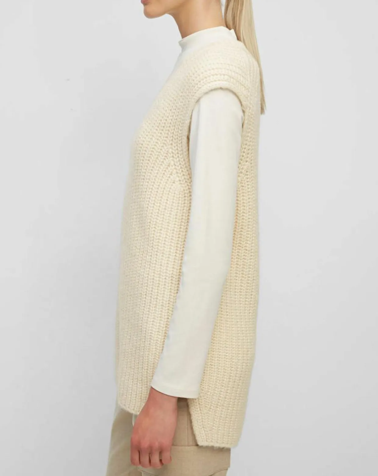 Femme Marc O'Polo Pulls^Pull en Coton, Laine & Alpaga mélangés sans manches écru