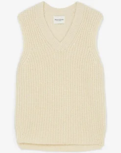 Femme Marc O'Polo Pulls^Pull en Coton, Laine & Alpaga mélangés sans manches écru