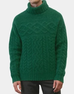 Homme Marc O'Polo Pulls^Pull en Laine & Alpaga mélangés torsadé vert