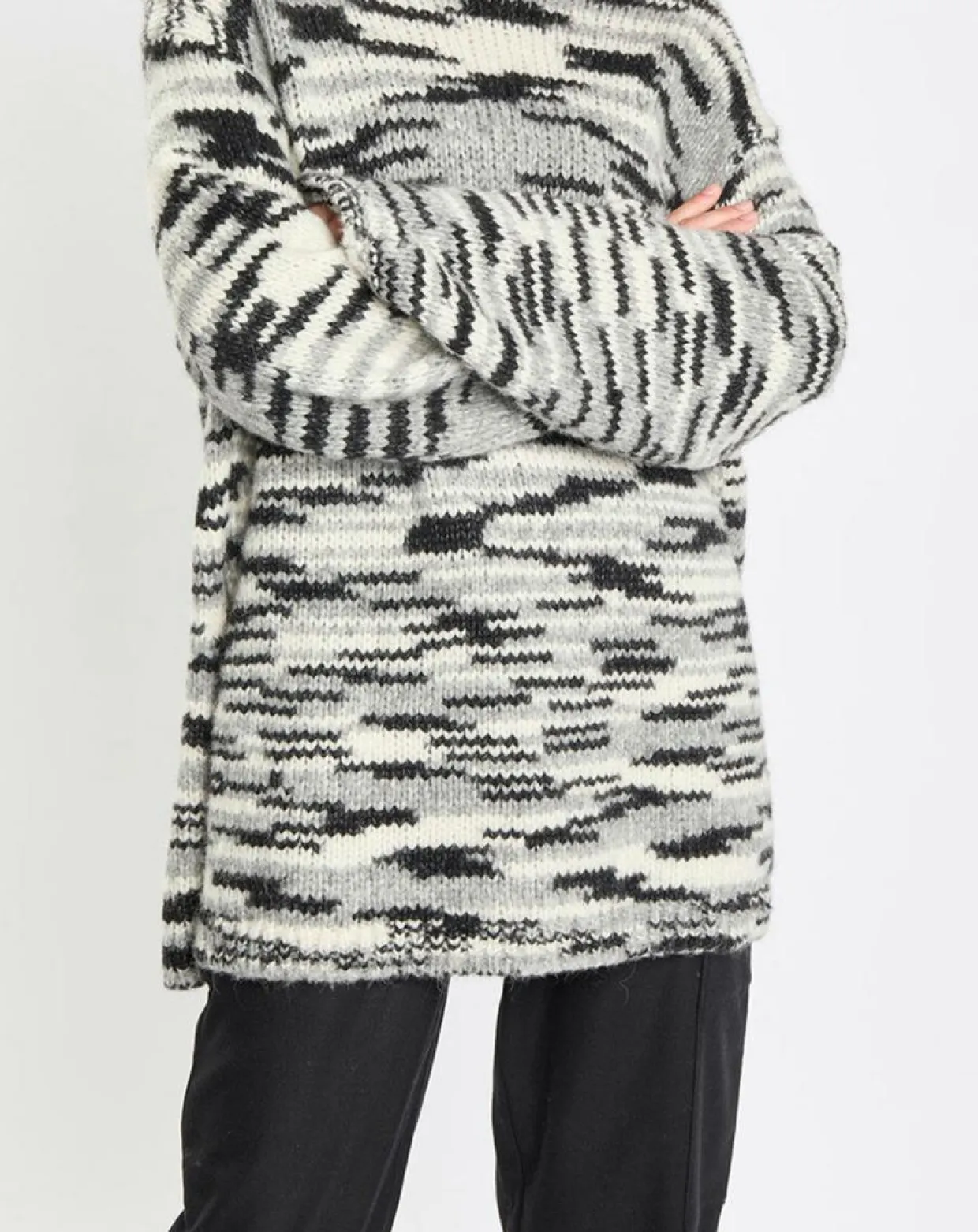 Pull en Laine & Alpaga mélangés noir/gris-Marc O'Polo Outlet