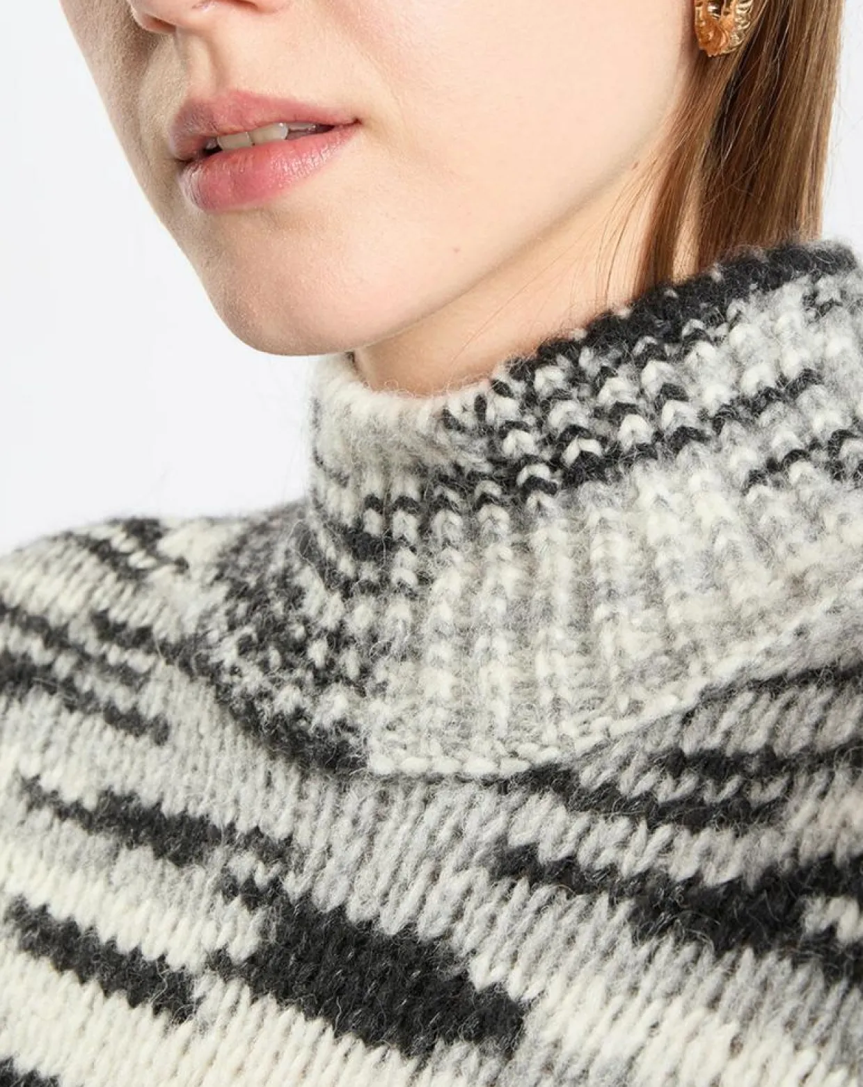 Pull en Laine & Alpaga mélangés noir/gris-Marc O'Polo Outlet