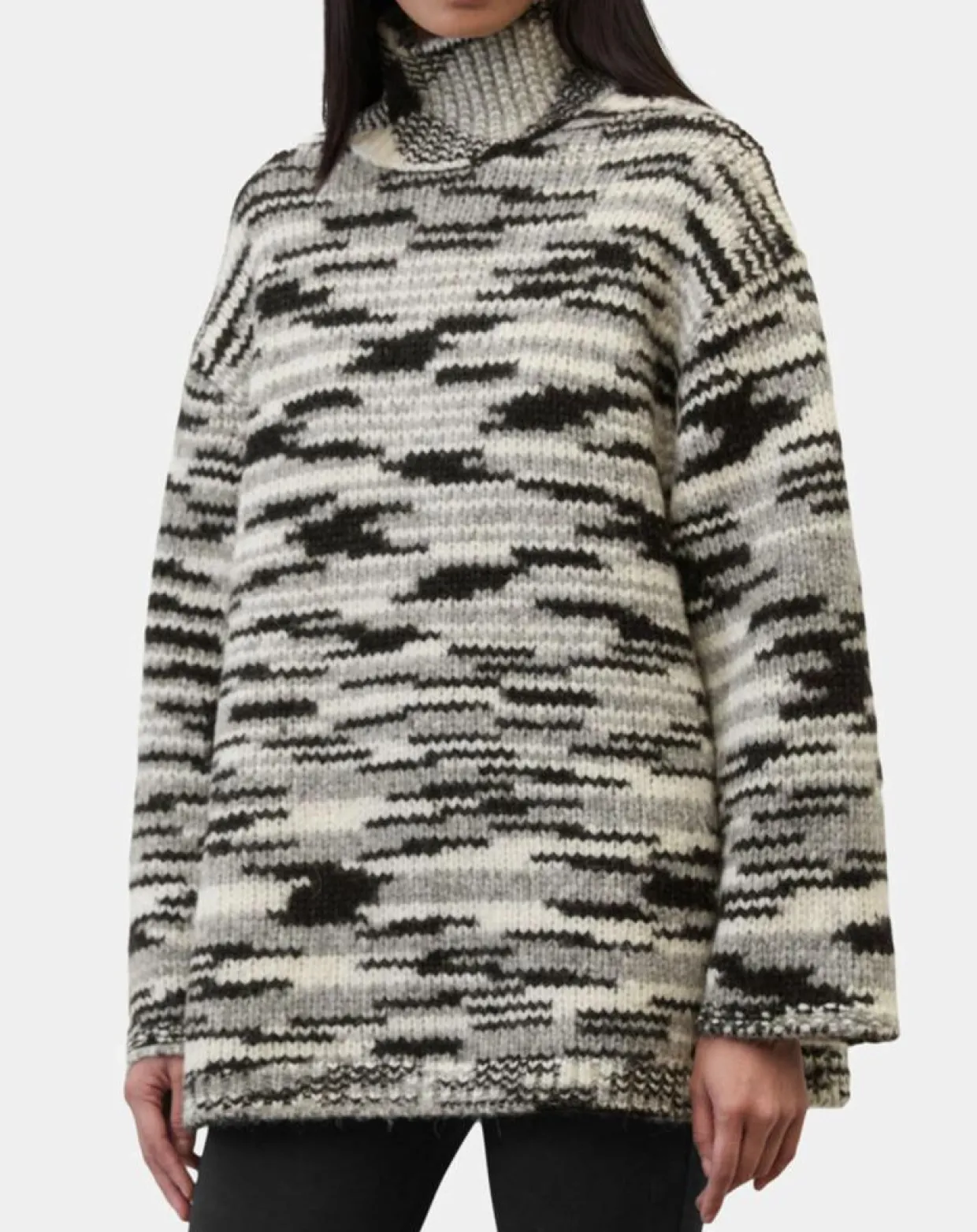 Pull en Laine & Alpaga mélangés noir/gris-Marc O'Polo Outlet